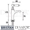 Bristan Renaissance High Neck Pillar Taps Dimensions
